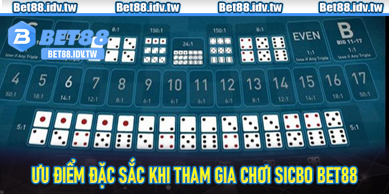 Ưu điểm đặc sắc khi tham gia chơi sicbo Bet88